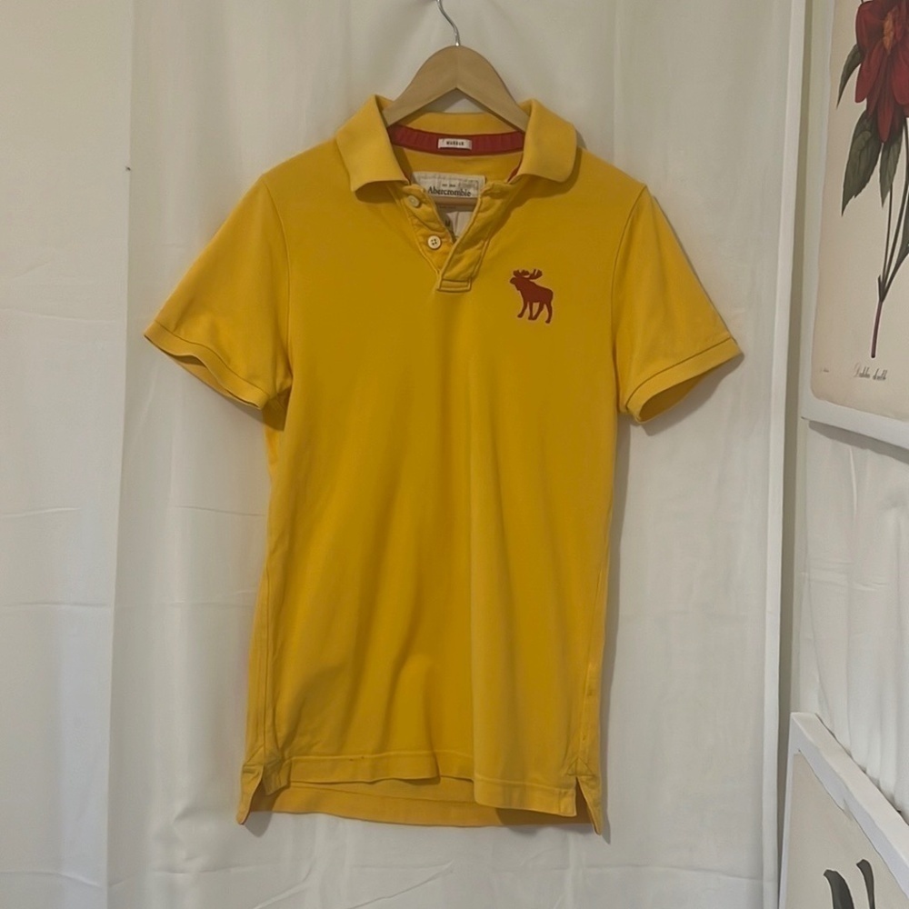 Abercrombie & Fitch Mustard Yellow Muscle Polo Shirt
